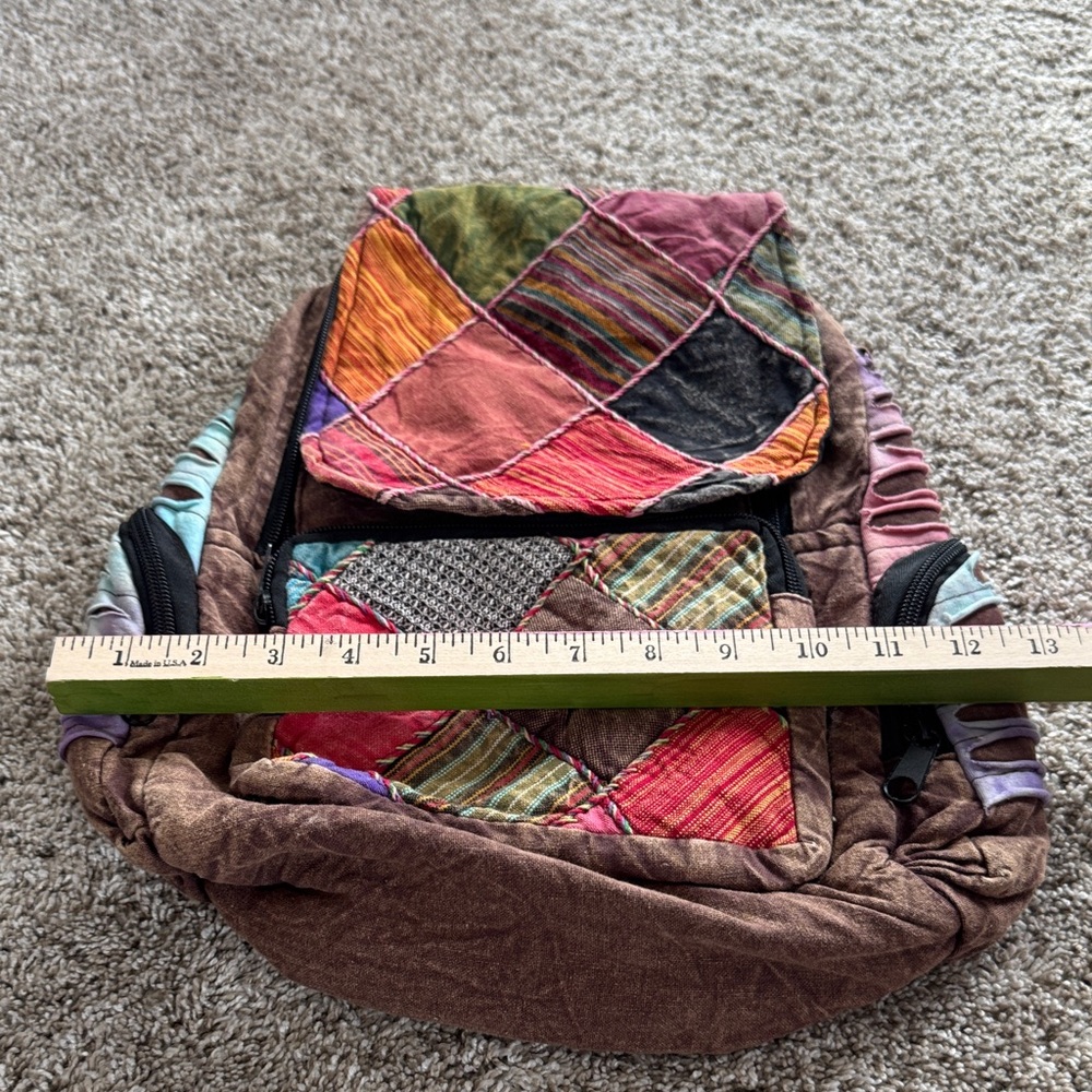 Patchwork Backpack with Multicolor Design - image 2